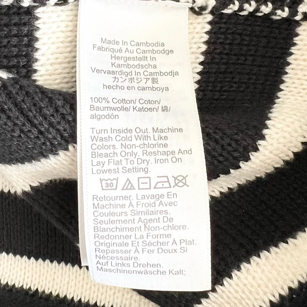 J.Crew Emilie Sweater Lady Jacket XXL Black Ivory Stripe Gold Button
